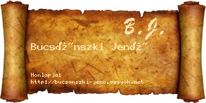 Bucsánszki Jenő névjegykártya